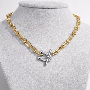 NEW 18” Mixed Metal Horse Bit Toggle Necklace | Gold & Silver